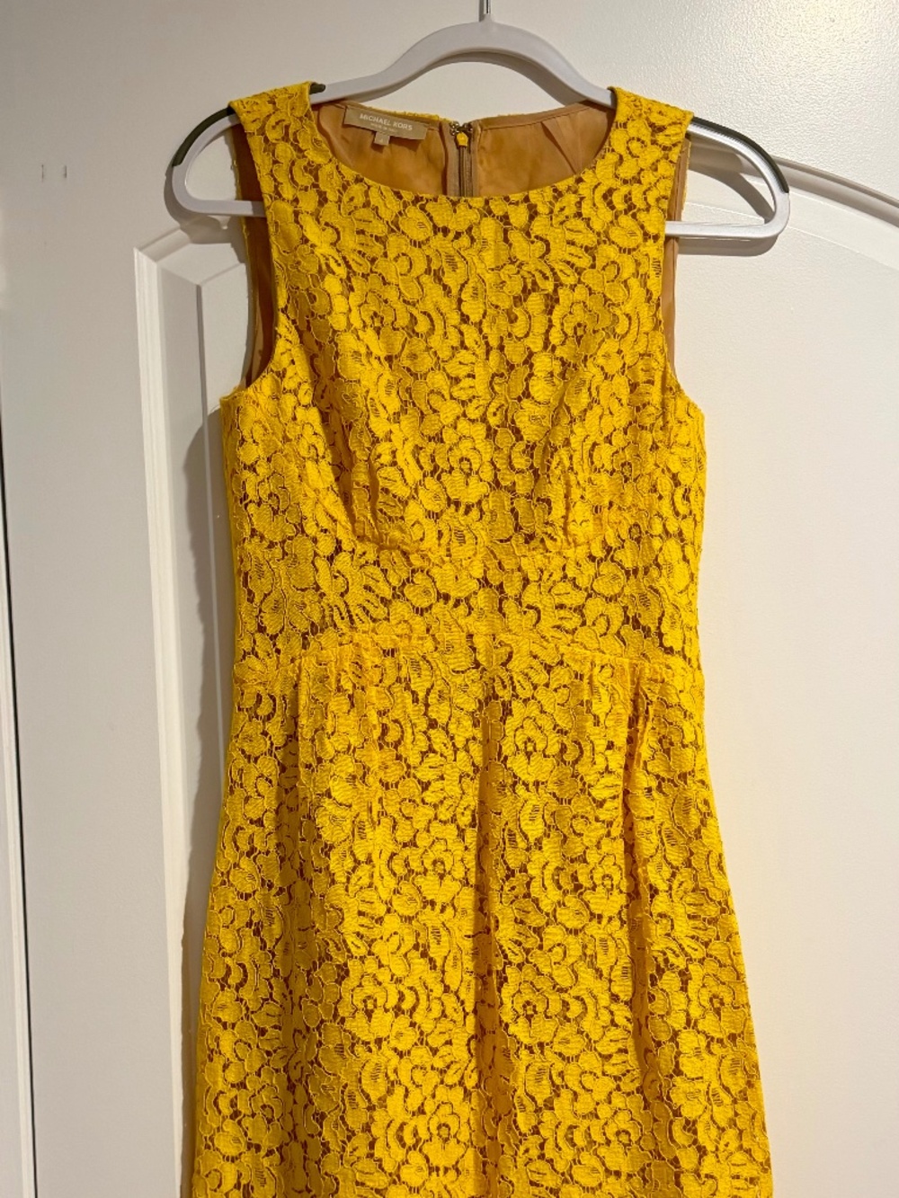 MICHAEL KORS lace yellow cocktail dress